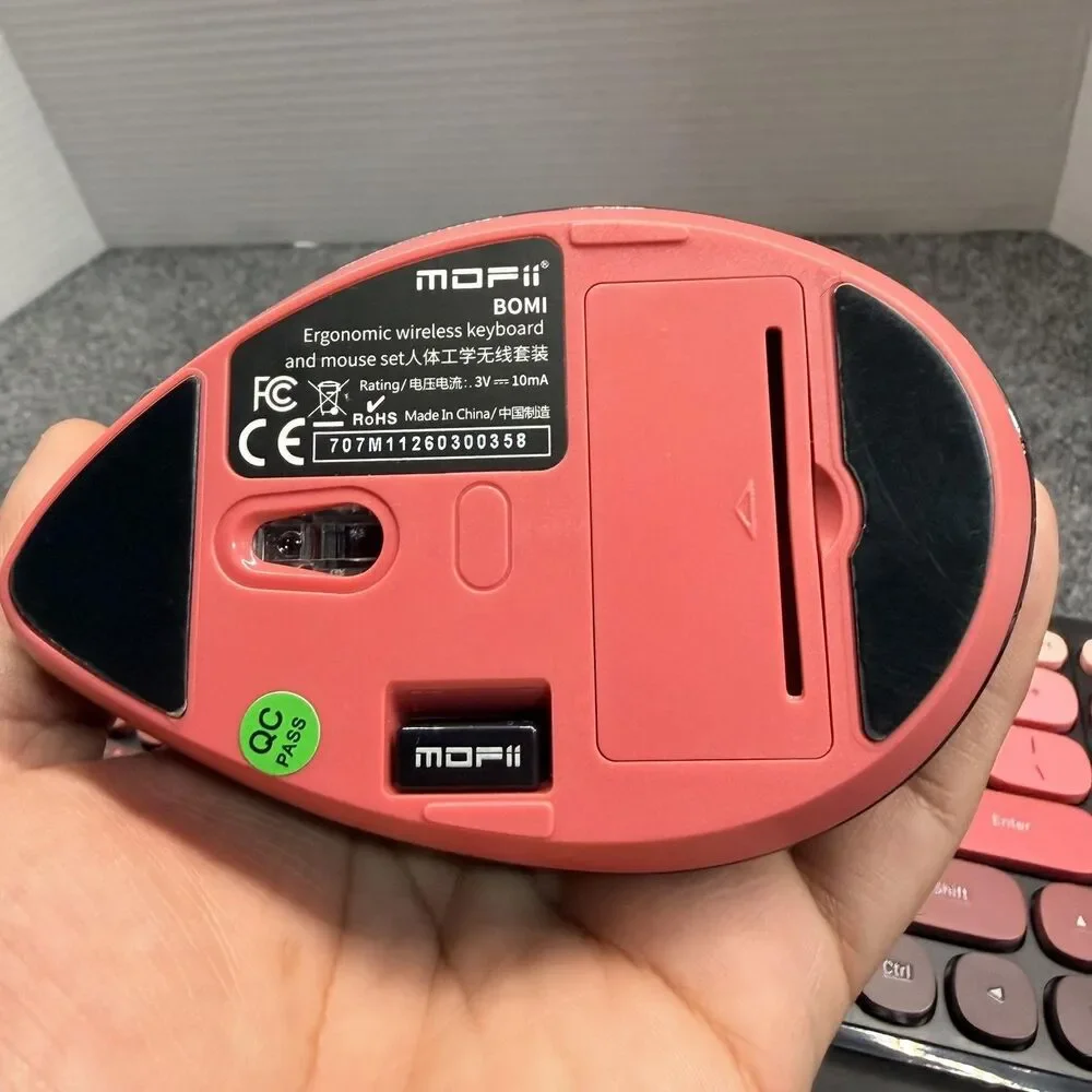 MOFii BOMI Wireless Ergonomic Keyboard Mouse Combo Pink Black Open Box PC